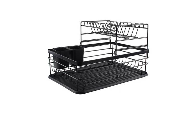 Living and Home 2-Tier Metal Dish Rack - Black