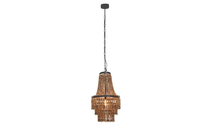 Orsina Lapiz Wooden Bead Chandelier - Black And Brown