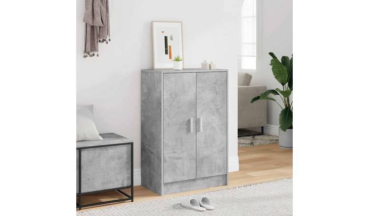 Walplus Engineered Wood Shoe Cabinet - Concrete Grey - 60 x 35 x 92 cm