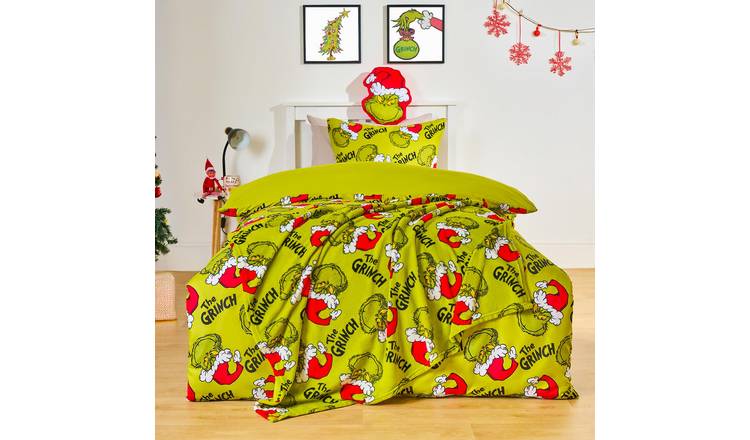 OHS Xmas Grinch Bedding Set Novelty Duvet Cover Set Green - Double
