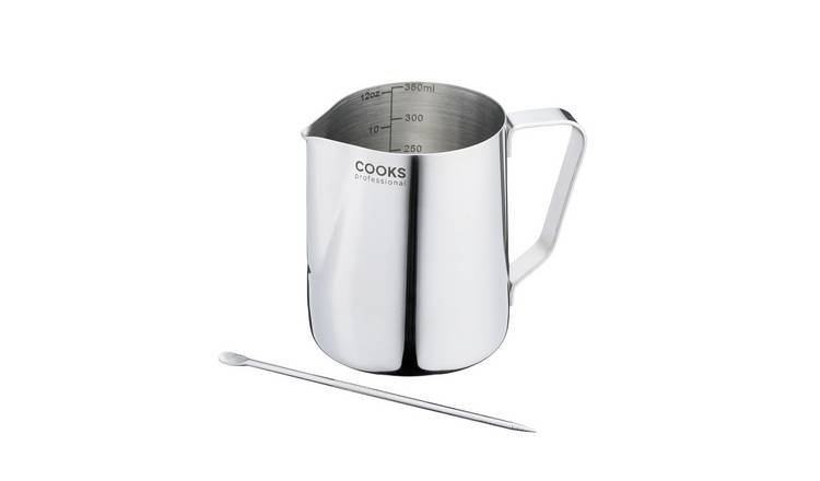 Cooks Professional S-Steel 350ml Milk Steaming Jug with Latte Art Pen - Silver