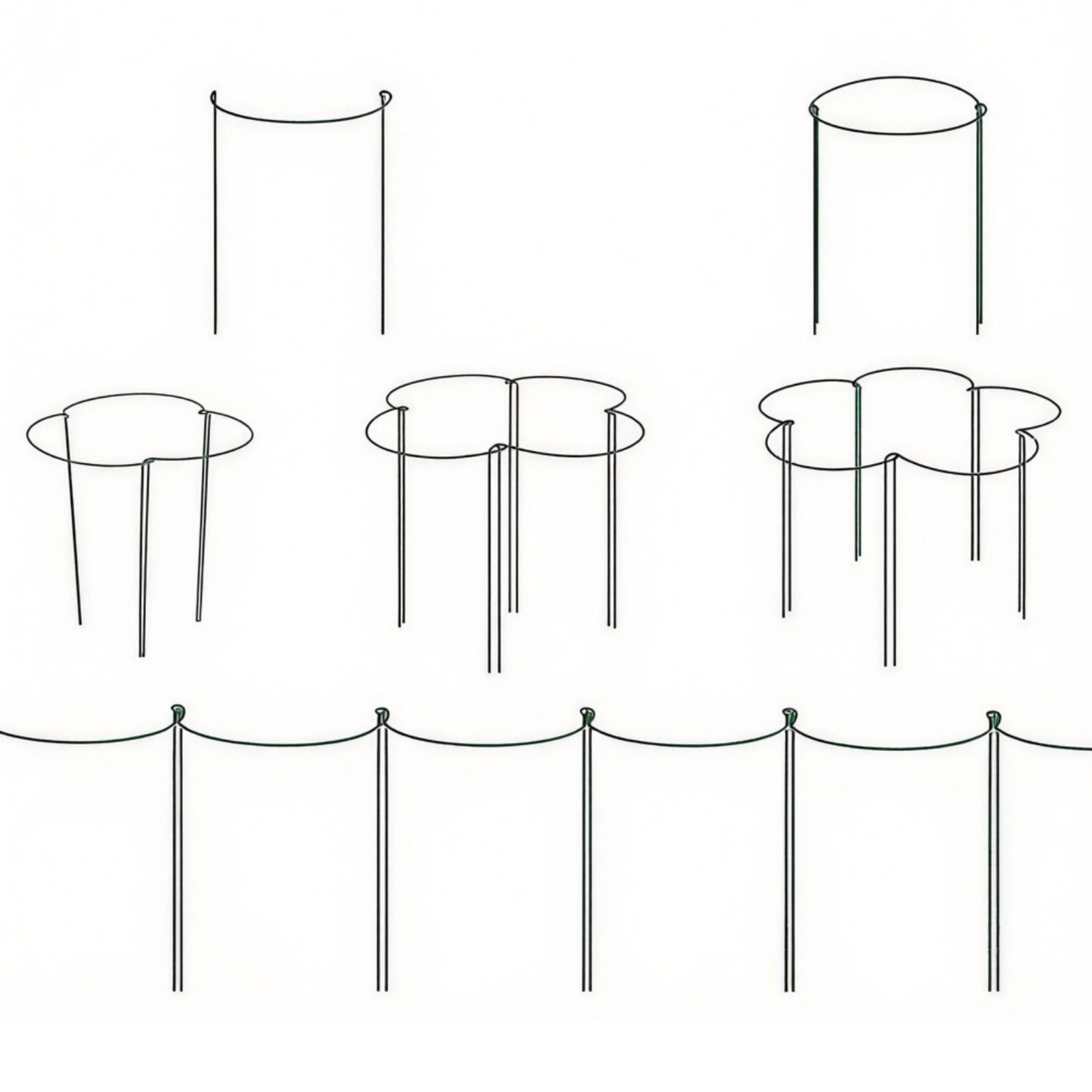 deAO Adjustable Plant Support Metal Stakes 8 Pack - Green - Image 3