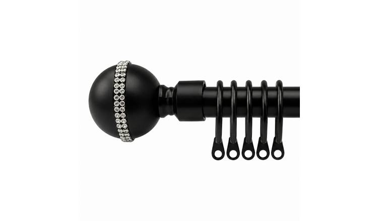 New Edge Blinds 16-19mm Black Jewel Extendable Curtain Pole - 160cm - 300cm