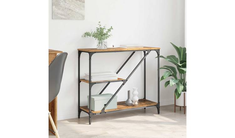 Walplus 3 Shelf Engineered Wood Bedside Cabinet - Dark Wood - 88.5 x 30 x 75 cm