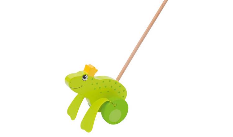 Goki Push Along Frog Prince King with Wheels