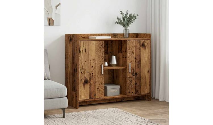 Walplus 2 Door Rectangular Sideboard 3 Shelf - Brown - 98.5 x 33 x 80 cm