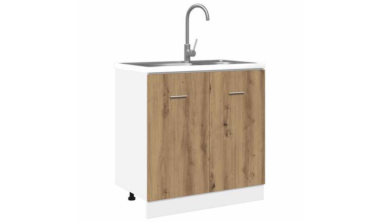 Walplus Engineered Wood Sink Bottom Cabinet - Oak - 80 x 46 x 81.5 cm