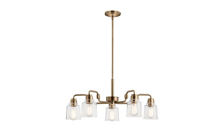 Elstead Kichler 5 Arm Pendant Light - Weathered brass