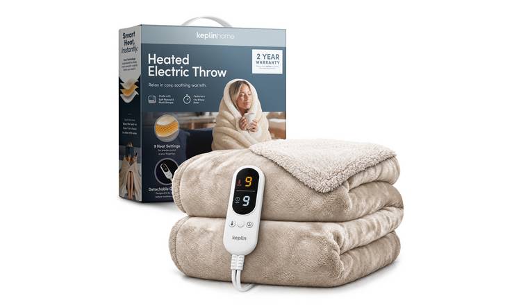 Keplin 130 x 160cm Sherpa Electric Heated Throw Blanket - Cream