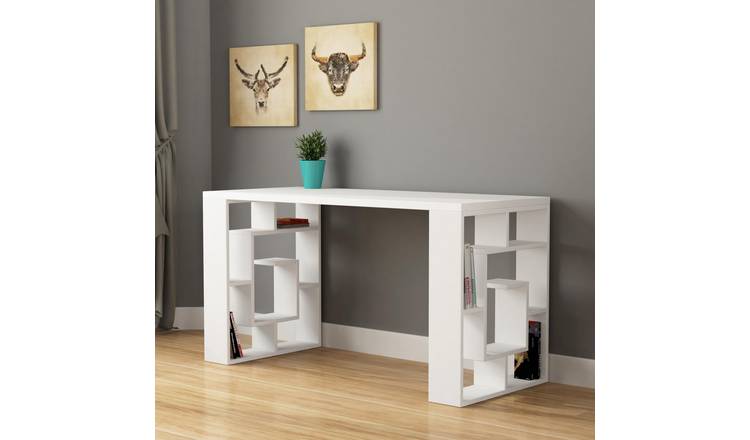 Decortie Labirent Particleboard Desk - White