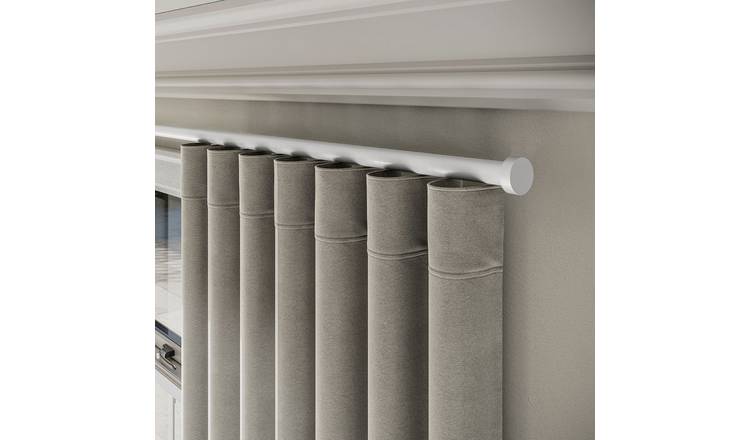New Edge Blinds 28mm White Styleline Gliding Curtain Pole with Stud End - 125cm