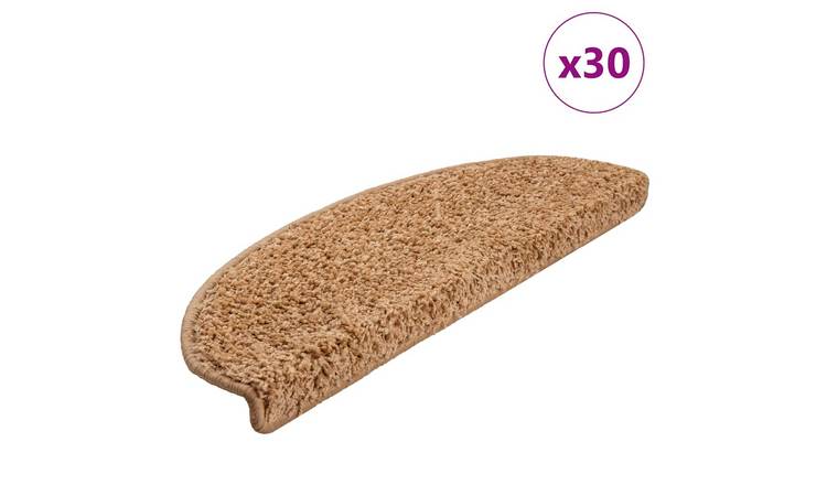 Walplus Pack of 30 Half Round Polypropylene Stair Mats - Beige - 65 x 21 cm