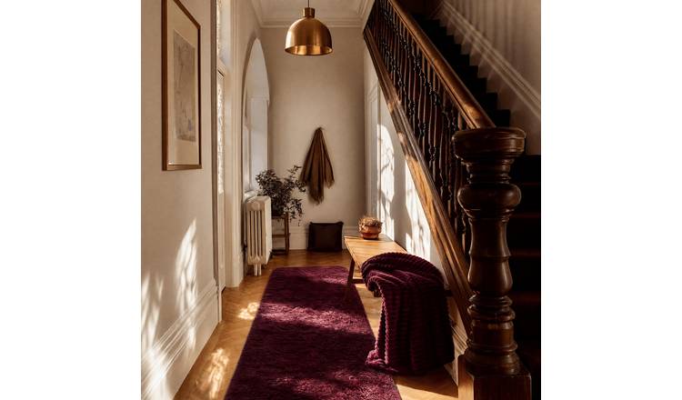 OHS Soft Fluffy Fleece Rug Runner - 60 x 150cm - Burgundy