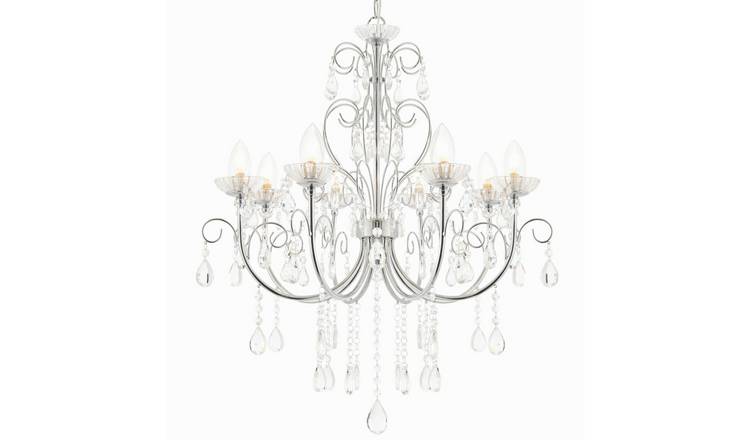 Loops Direct Crystal Glass and Steel 8-Light Ceiling Pendant - Chrome