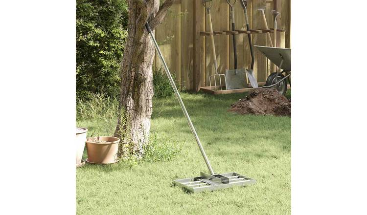 Walplus Stainless Steel Garden Leveling Rake - Silver - 45 x 25 x 200 cm