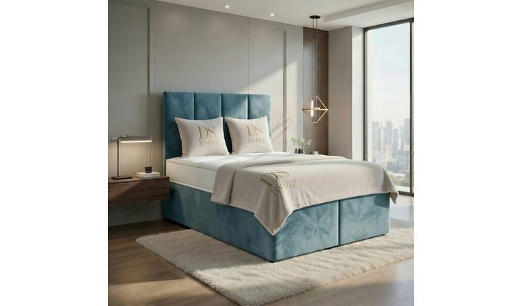 DS Living Harmony King Size Velvet Ottoman Bed Frame - Duck Egg