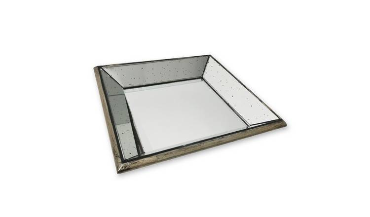 Hill Interiors Astor Distressed Mirrored Square Tray - Gold
