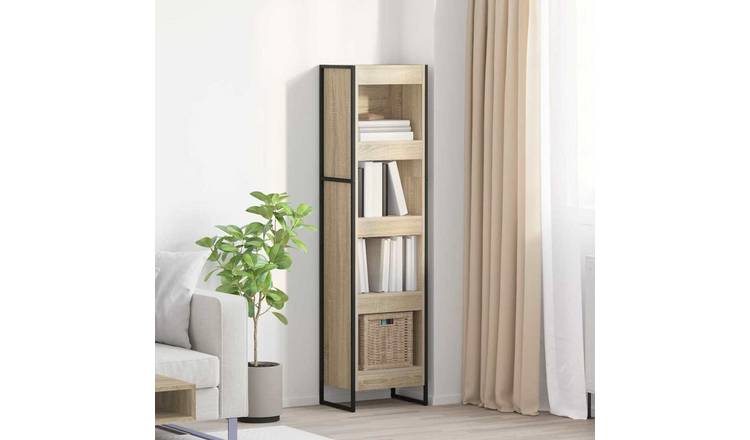 Walplus Engineered Wood Book Cabinet - Light Oak - 40 x 30 x 155 cm