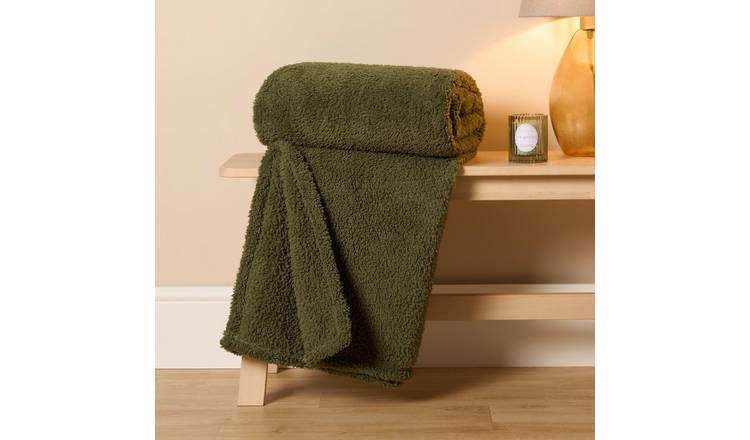 OHS Teddy Fleece Blanket Throw 150 x 200cm - Woodland Green
