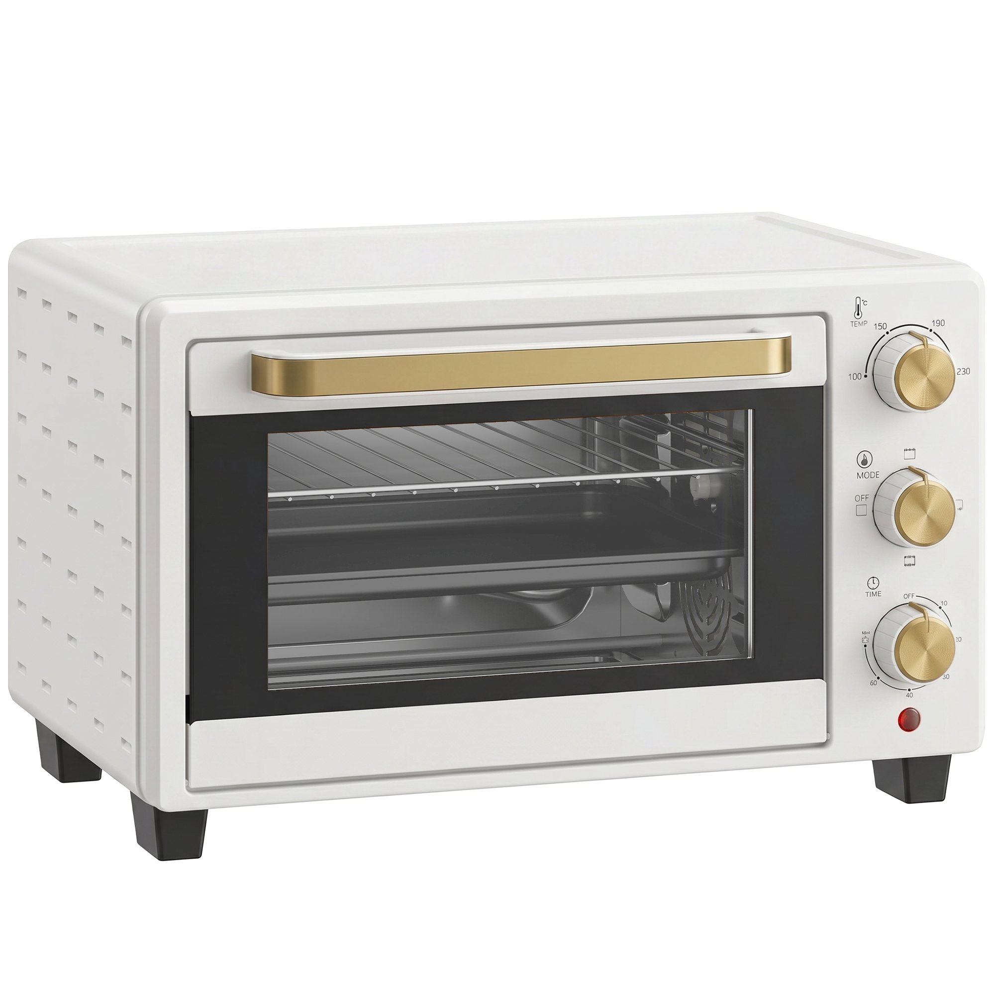 HOMCOM 21L Mini Oven with Grill & Adjustable Temperature - 1400W White - Image 1