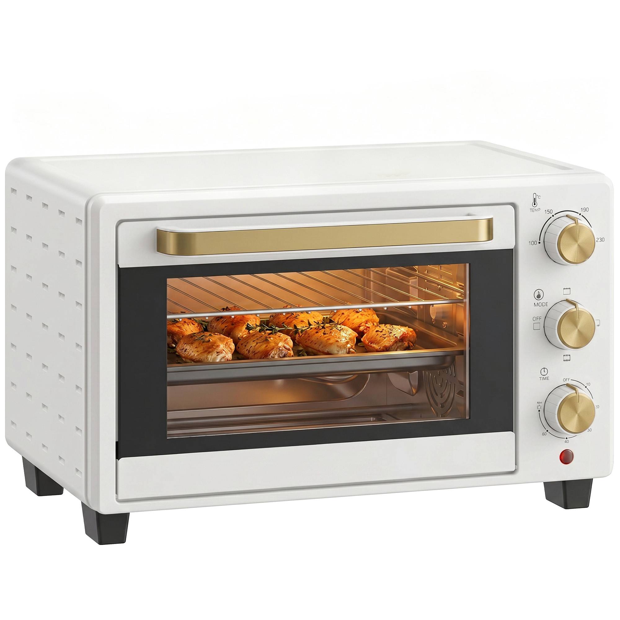 HOMCOM 21L Mini Oven with Grill & Adjustable Temperature - 1400W White - Image 2