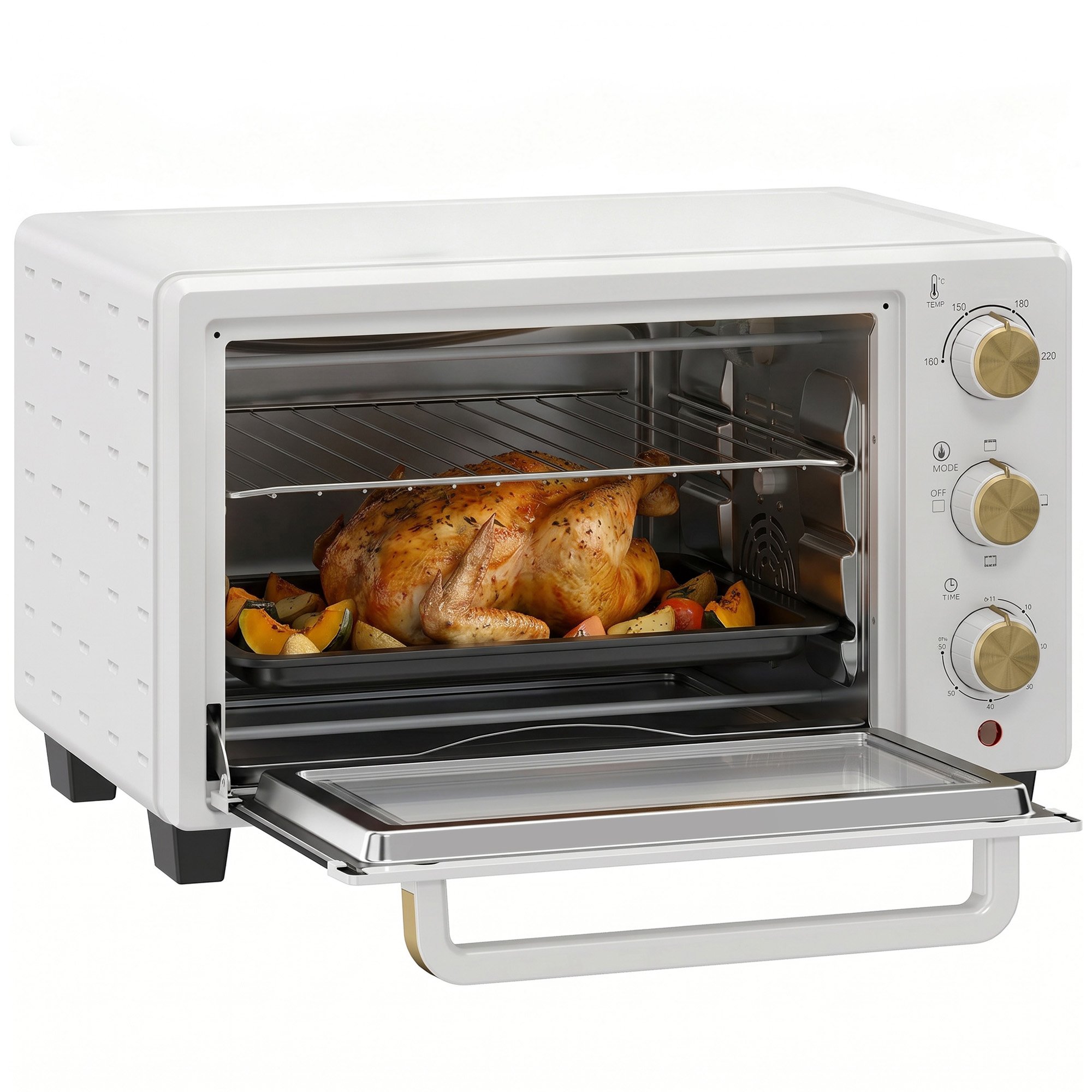 HOMCOM 21L Mini Oven with Grill & Adjustable Temperature - 1400W White - Image 5