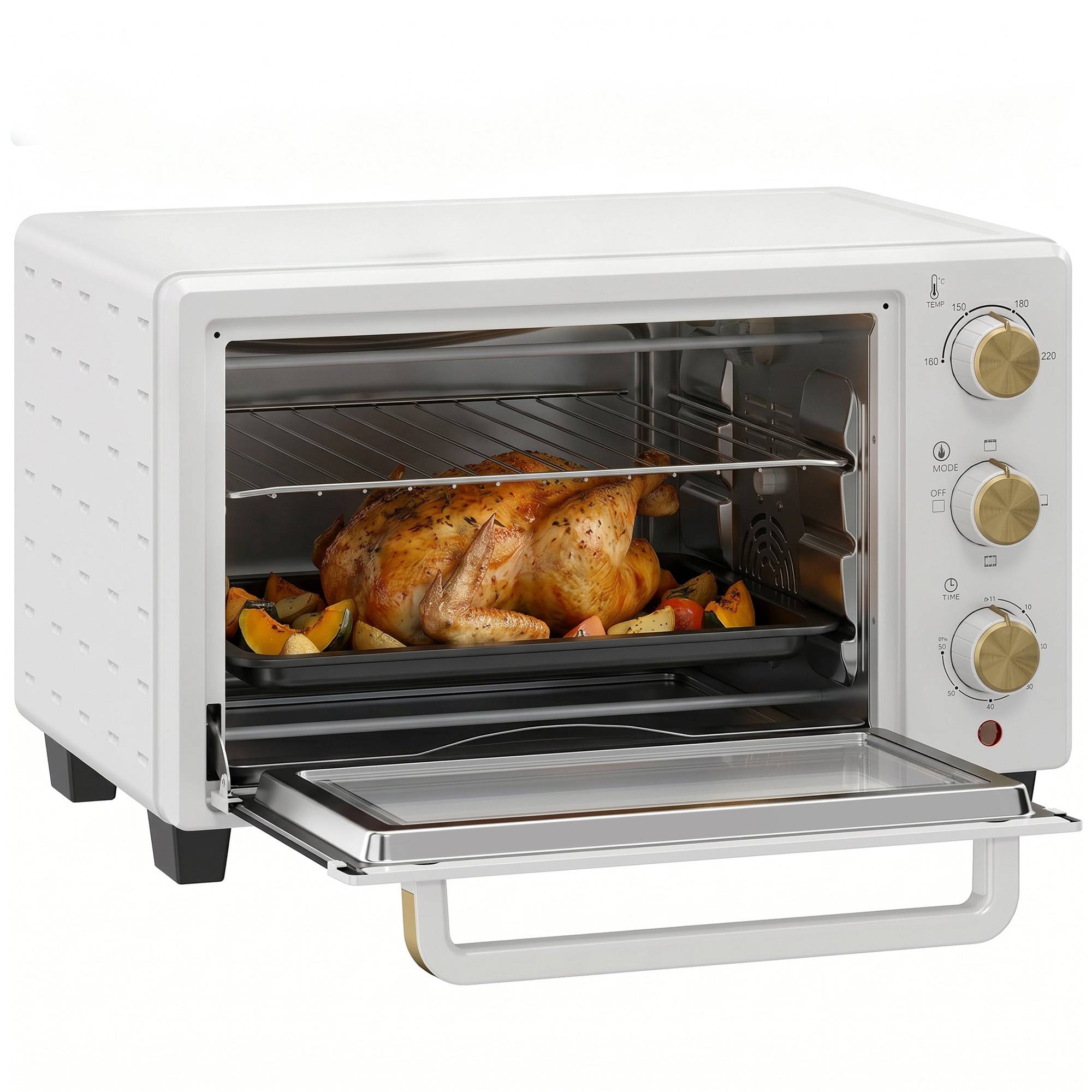 HOMCOM 21L Mini Oven with Grill & Adjustable Temperature - 1400W White - Image 5