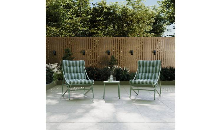 Charles Bentley Porto Green Stripe 2 Seater Bistro Set