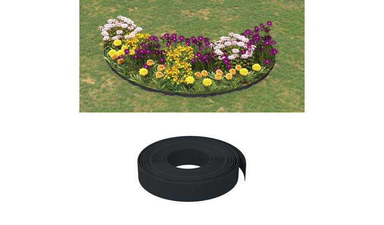 Walplus Pack of 4 Polyethylene Garden Edgings - Black - 1000 x 10 cm