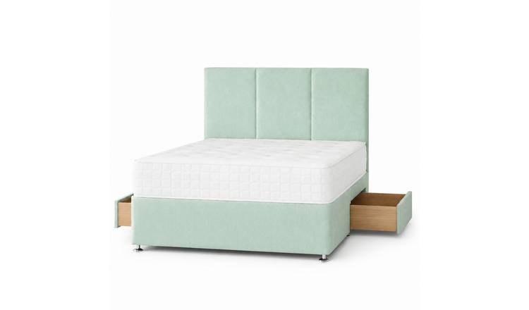 Comfy Deluxe 4ft Small Double 2  Drawer  Plush Velvet Divan Bed Set -  Mint