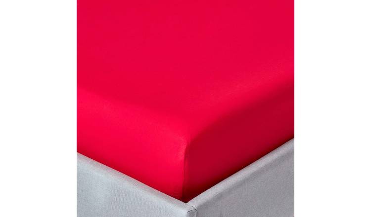 Homescapes Egyptian Cotton Red Fitted Sheet - Double