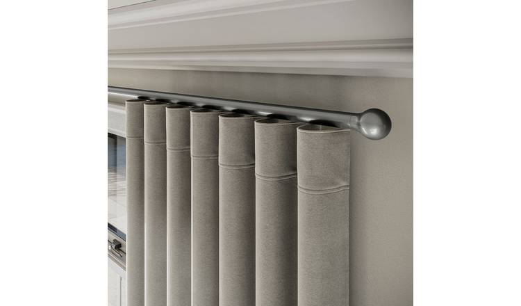 New Edge Blinds 28mm Silver Styleline Gliding Curtain Pole with Ball End - 170cm