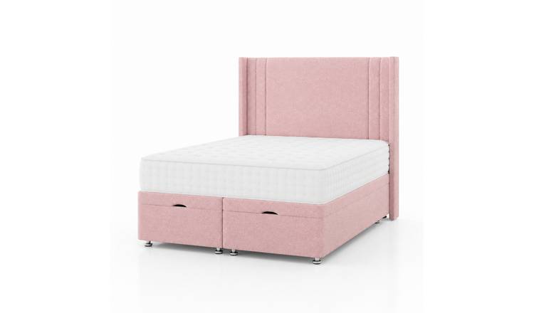 Comfy Deluxe Savannah 4ft6 Double Boucle End Lift Ottoman Bed Set - Pink
