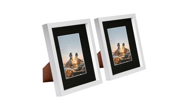 Nicola Spring 8 x 10" 3D Photo Box Frames with 4 x 6" Black Mount (2x) - White