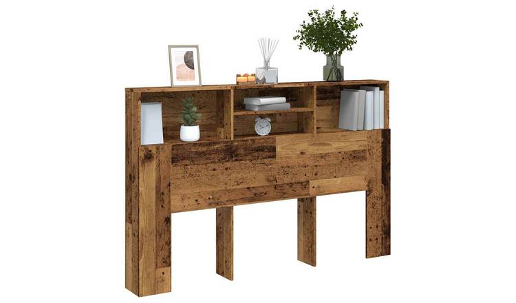 Walplus Engineered Wood Headboard Cabinet - Dark Wood - 160 x 19 x 103.5 cm