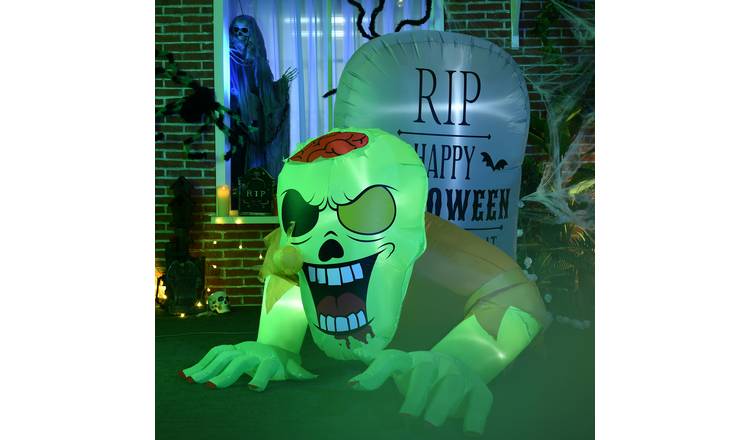 HOMCOM 5FT Halloween Inflatables Ghost and Tombstone Inflatable Decoration
