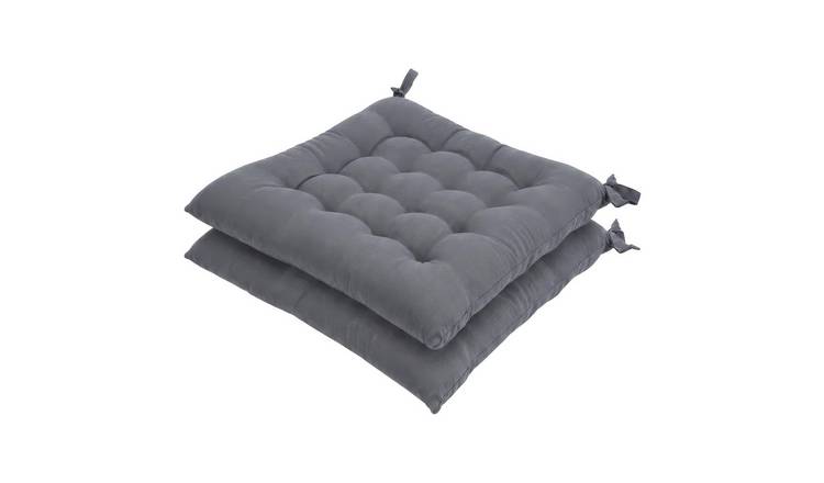 Harbour Housewares Square Seat Pads - 40 x 40cm - Grey - Pack of 2