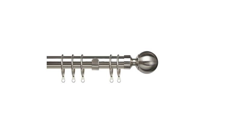 New Edge Blinds 25-28mm Silver Extendable Ball Curtain Pole - 170cm - 300cm