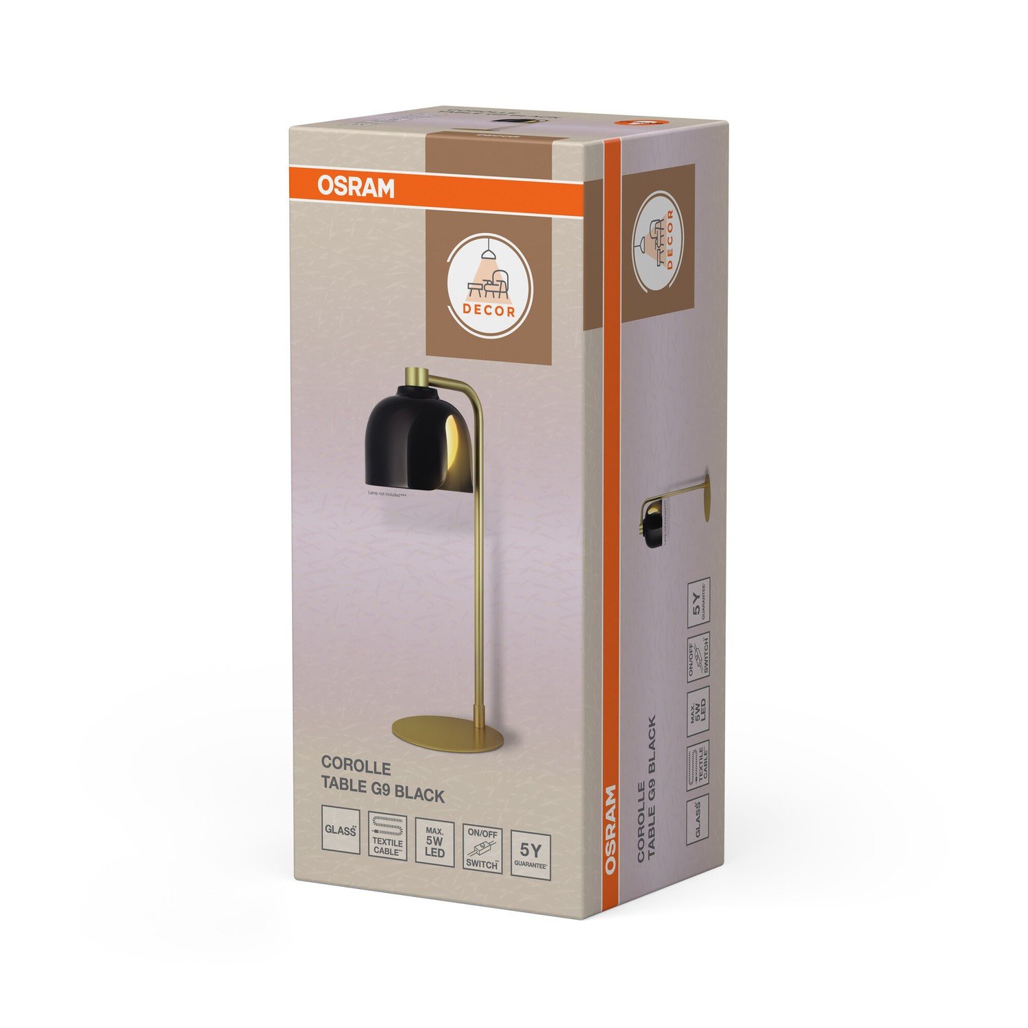 Osram Decor Corolle G9 Modern Designer Bedside Desk Table Lamp - Black - Image 3