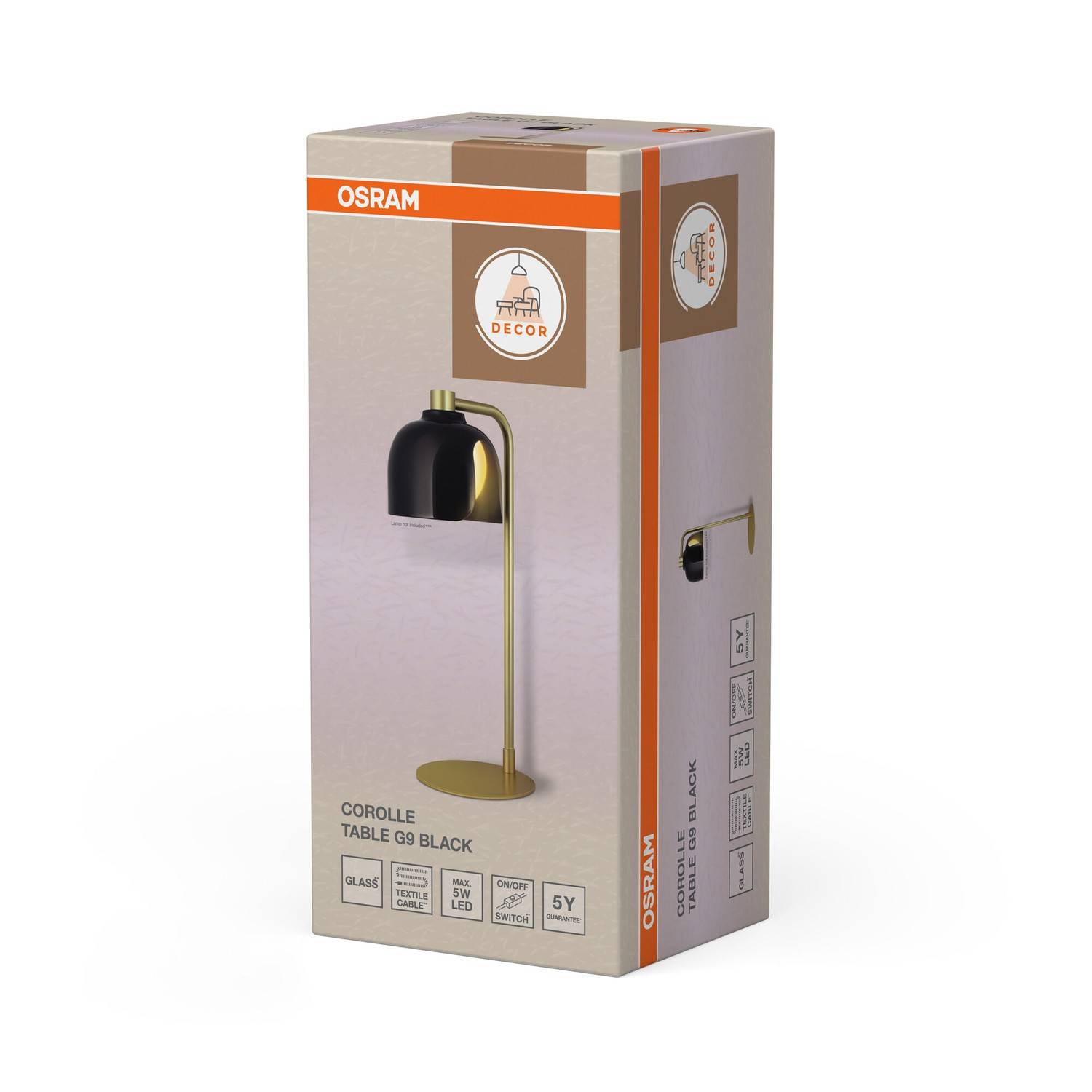 Osram Decor Corolle G9 Modern Designer Bedside Desk Table Lamp - Black - Image 3