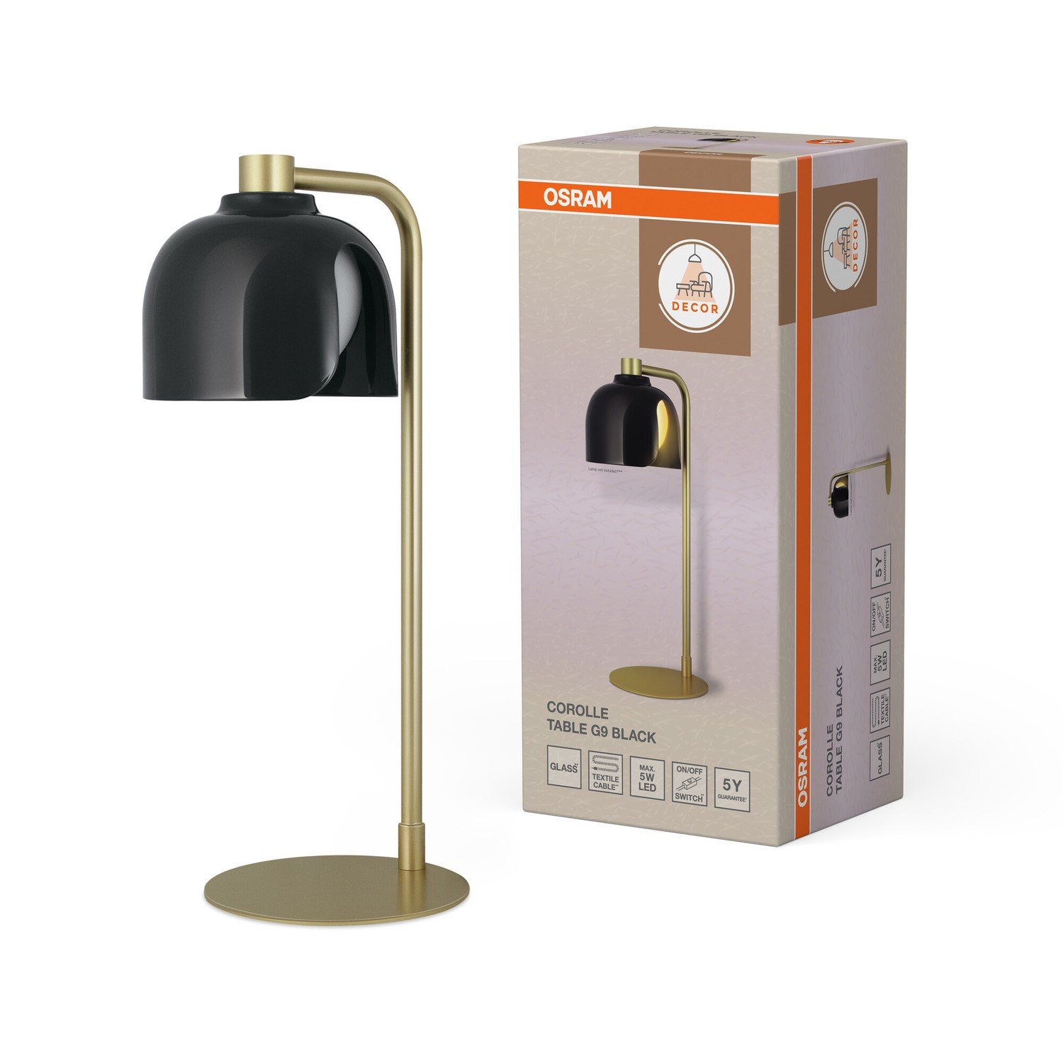 Osram Decor Corolle G9 Modern Designer Bedside Desk Table Lamp - Black - Image 4
