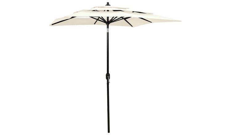 Walplus Polyester Garden Parasol - Sand - 200 x 200 x 240 cm