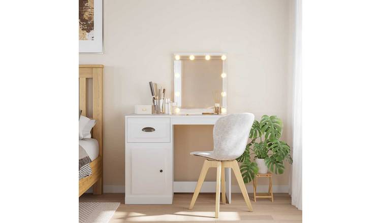 Walplus LED Glass Dressing Table - White - 90 x 42 x 132.5 cm