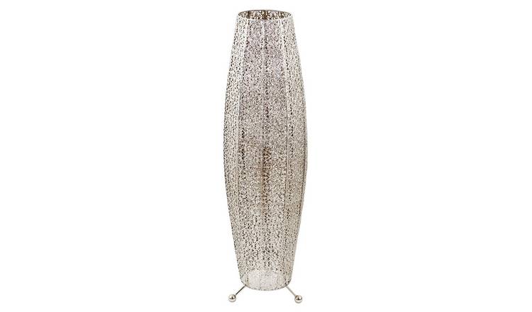 Happy Homewares Silver Ornate Floral Moroccan in Polished Floor Lamp - 30cm