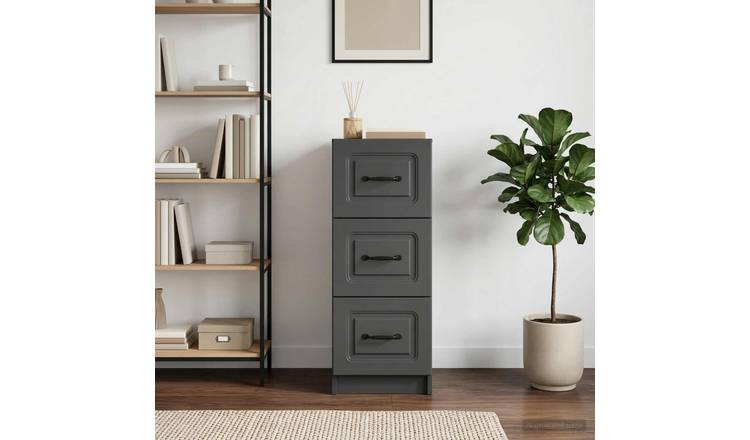 Walplus Engineered Wood Drawer Cabinet - Black - 33 x 34.5 x 87 cm