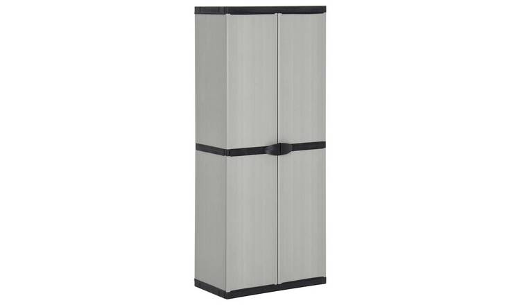 Walplus PP 2 Door 3 Shelves Garden Storage Cabinet - Black - 68 x 40 x 168 cm