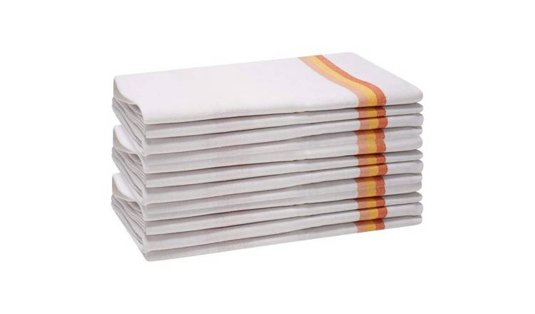 K Collection Stripe Pack of 12 Tea Towel - Red
