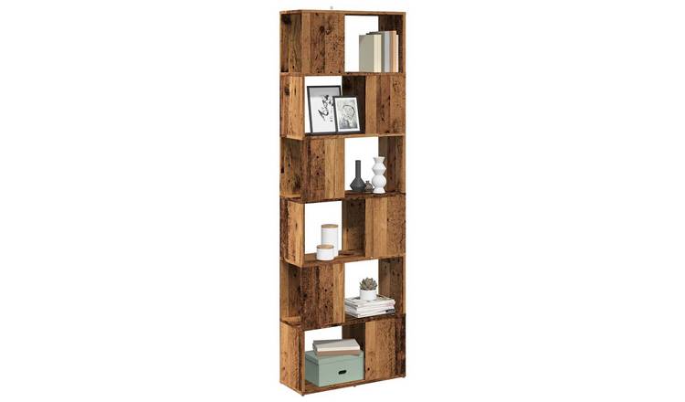 Walplus Engineered Wood Book Cabinet - Dark Wood - 60 x 24 x 186 cm