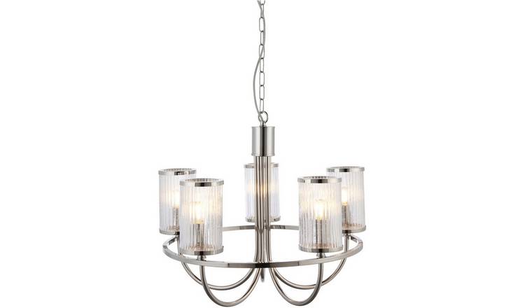 Loops Direct Steel 5-Light LED Pendant Light - Bright Nickel