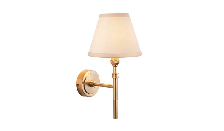 Loops Direct Fabric and Steel Wall Light - Aged Brass and Vintage White